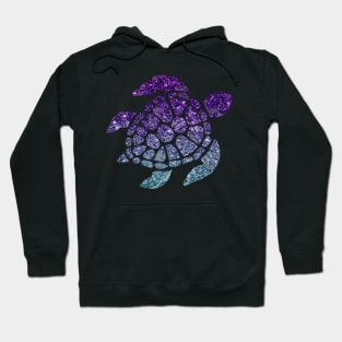 Purple Teal Ombre Faux Glitter Turtle Hoodie